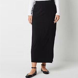 Liz Claiborne Soft Jersey Stretch Mid Rise Maxi Skirt (Sz XL) Black